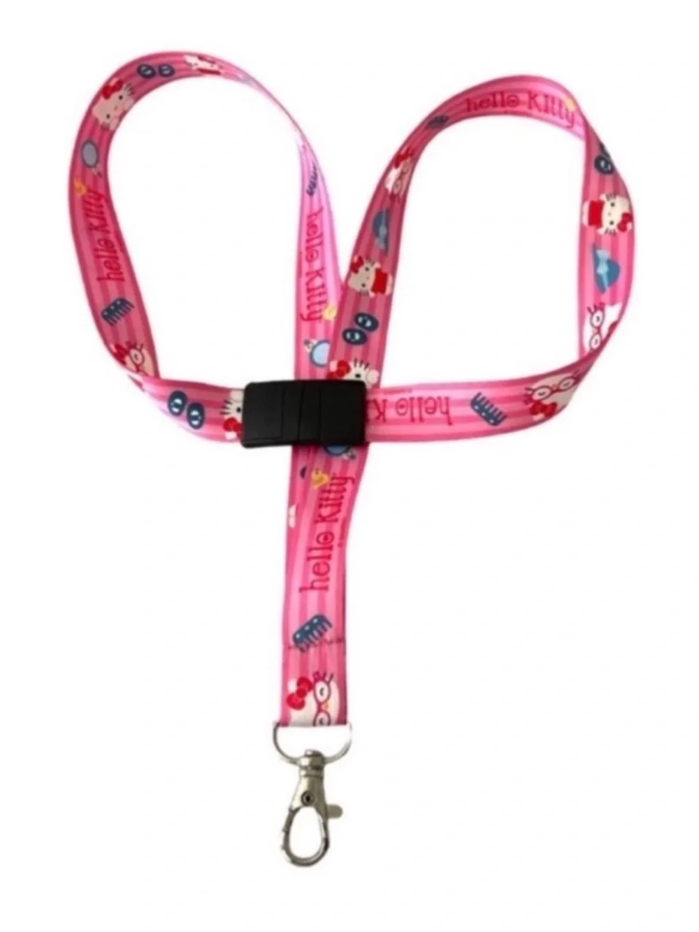 Hello Kitty Lanyard Key Card Holder Easy Snap Clasp Pink Multi